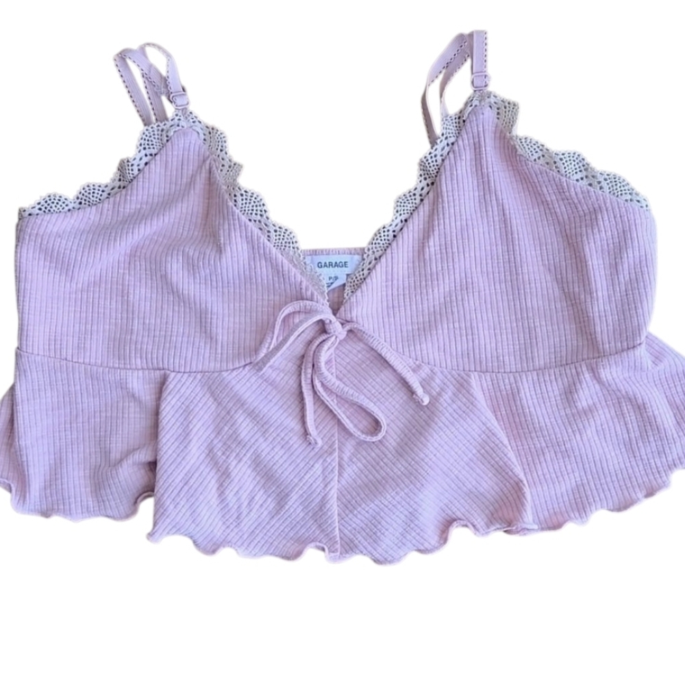 Garage Pink Babydoll tank halter crop top / bralette / camisole petite small PS